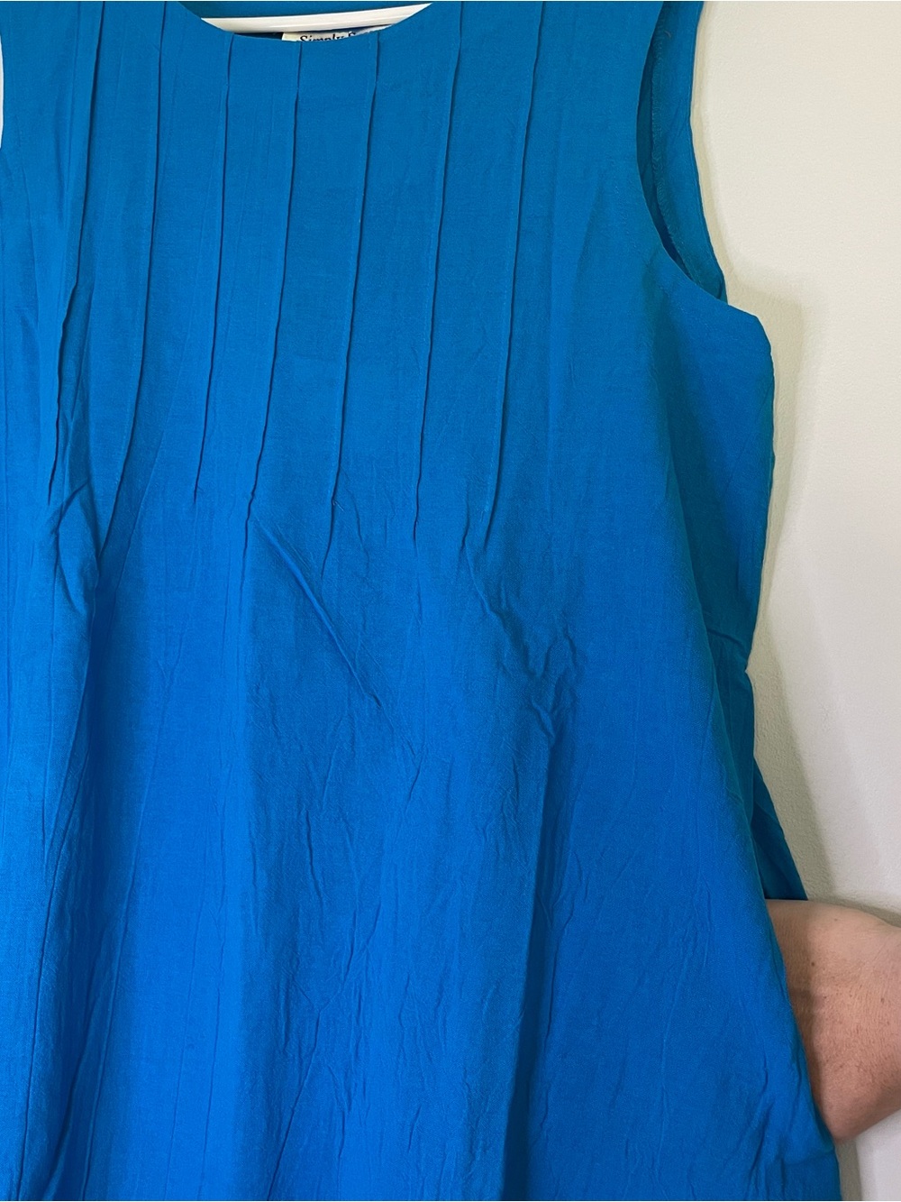 Simply Susan Blue Sleeveless Tie Back 100% Cotton Dress NWT - Picture 6 of 8